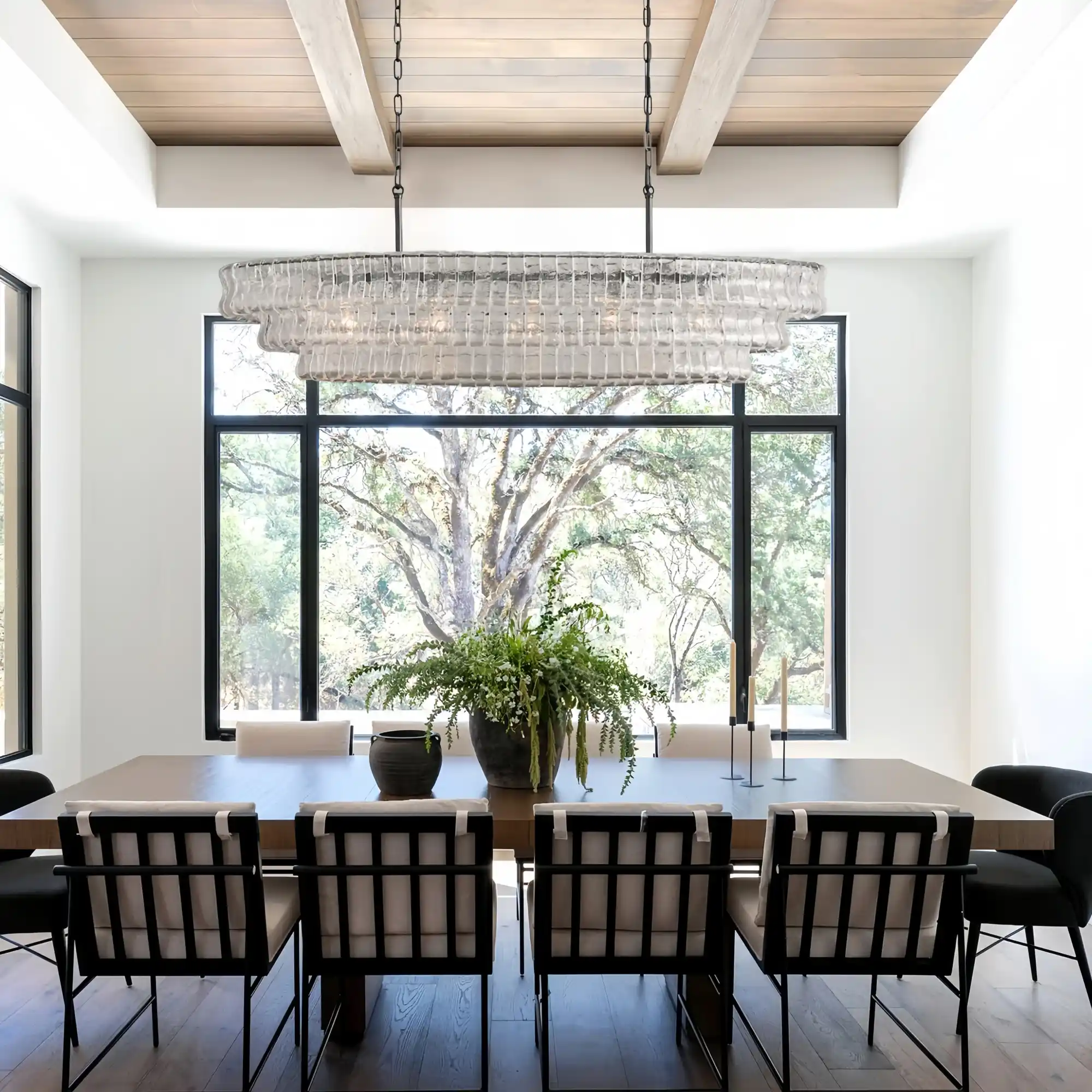 Ghiaccio Glass Oval Chandelier 54''65''-Arialamps