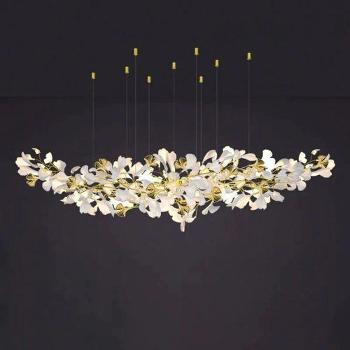Ginkgo A Branch Chandelier-chandeliers for dining room,chandeliers for stairways,chandeliers for foyer,chandeliers for bedrooms,chandeliers for kitchen,chandeliers for living room-All white leaves-150CM (L59"）-Arialamps