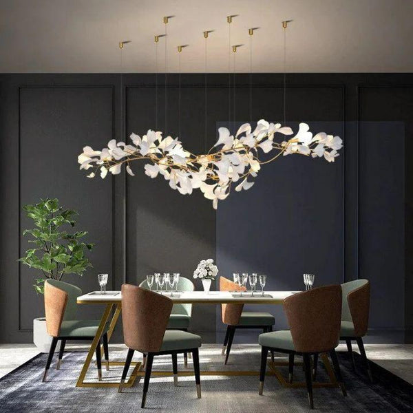 Ginkgo D Branch Chandelier-chandeliers for dining room,chandeliers for stairways,chandeliers for foyer,chandeliers for bedrooms,chandeliers for kitchen,chandeliers for living room-White + gold accents-L150(L59")-Arialamps