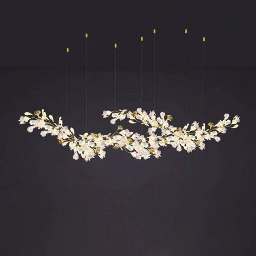 Ginkgo E Branch Chandelier-chandeliers for dining room,chandeliers for stairways,chandeliers for foyer,chandeliers for bedrooms,chandeliers for kitchen,chandeliers for living room-All white leaves-150CM(59")-Arialamps