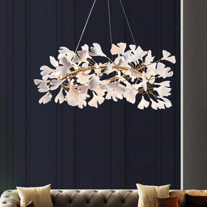 Ginkgo Round Chandelier-chandeliers for dining room,chandeliers for stairways,chandeliers for foyer,chandeliers for bedrooms,chandeliers for kitchen,chandeliers for living room-24"-Arialamps