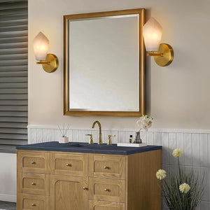 Gold Alabaster Marble Wall Sconce for Modern Living Spaces