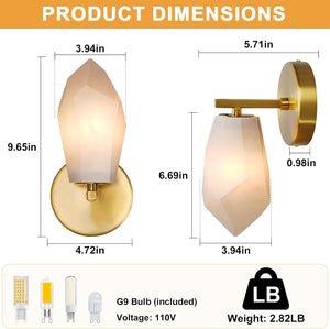 Gold Alabaster Marble Wall Sconce for Modern Living Spaces