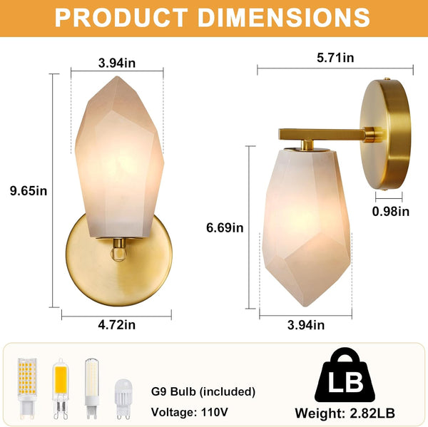 Gold Alabaster Marble Wall Sconce for Modern Living Spaces