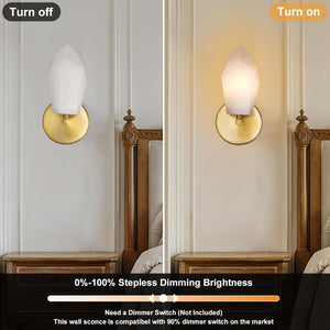 Gold Alabaster Marble Wall Sconce for Modern Living Spaces