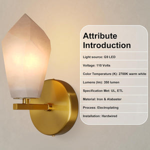 Gold Alabaster Marble Wall Sconce for Modern Living Spaces