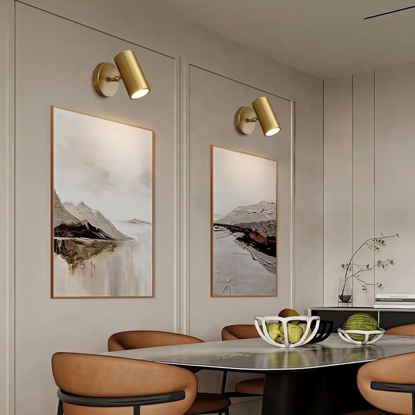 Gold Brass Picture Light Sconce with Adjustable LED, Wall Mount