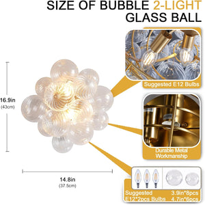 Gold Bubble Wall Sconce 16.9 Inch Modern Glass Light