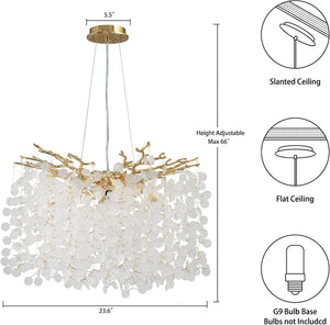 YUYI Gold Modern Tree Branch Crystal Chandelier 23.6" Round