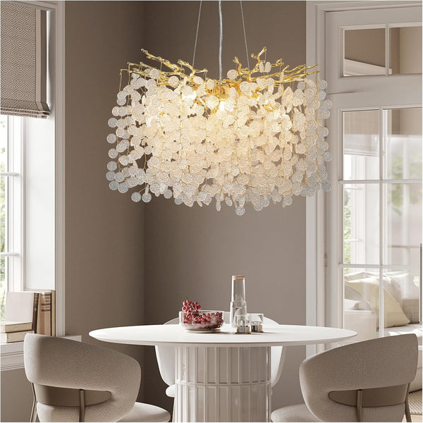 YUYI Gold Modern Tree Branch Crystal Chandelier 23.6" Round