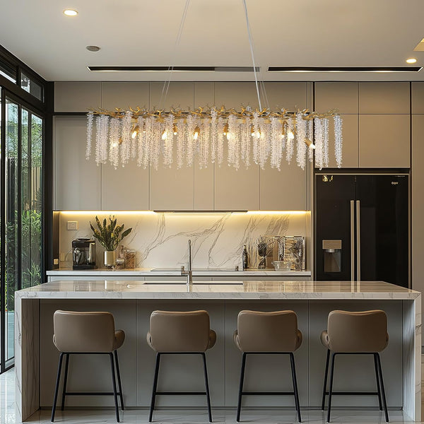 YUYI Gold Tree Branch Crystal Chandelier 47.2" Rectangular