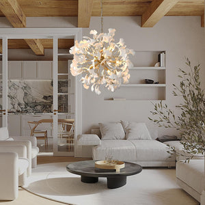 Gold Tree Branches 31" Sputnik Ginkgo Leaf Ceiling Chandelier