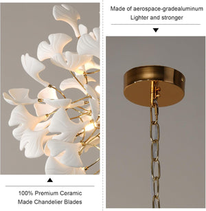 Gold Tree Branches 31" Sputnik Ginkgo Leaf Ceiling Chandelier