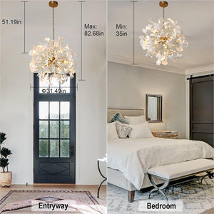 Gold Tree Branches 31" Sputnik Ginkgo Leaf Ceiling Chandelier