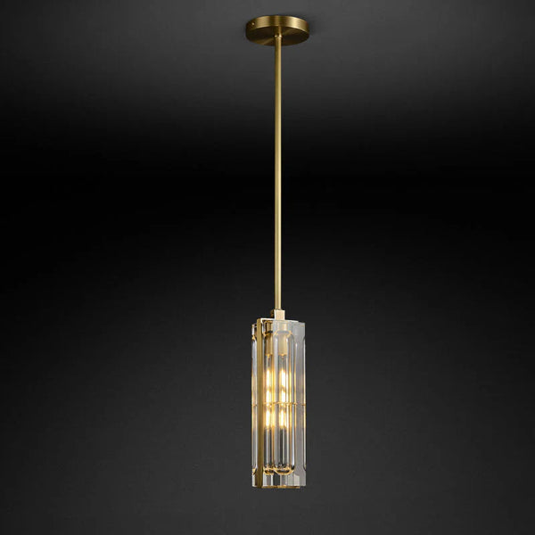 Golden Rectangular Crystal Pendant Lighting