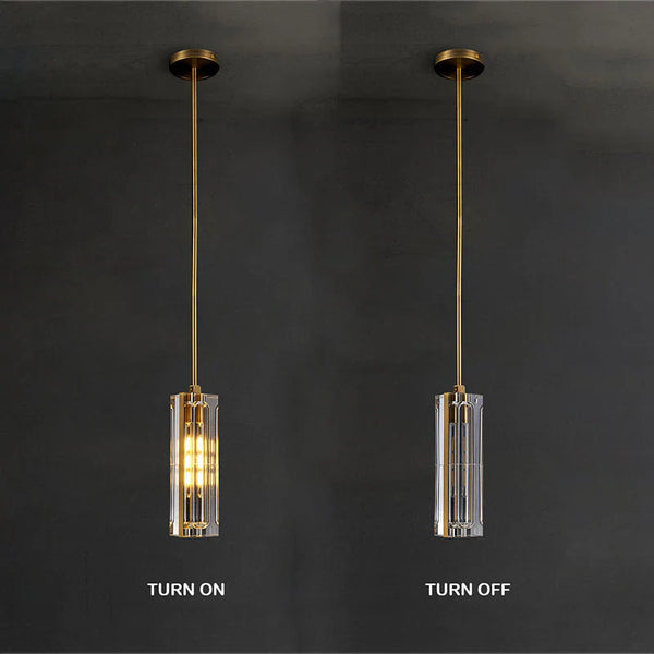 Golden Rectangular Crystal Pendant Lighting