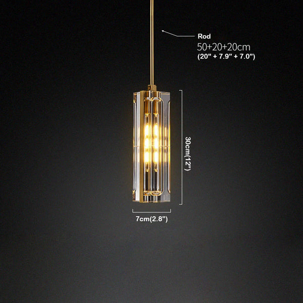 Golden Rectangular Crystal Pendant Lighting