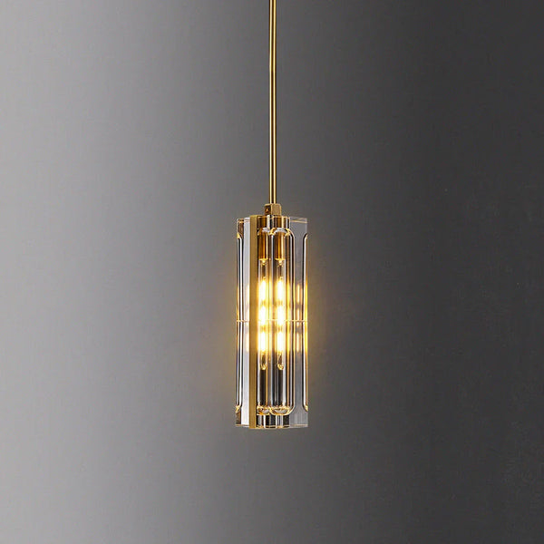 Golden Rectangular Crystal Pendant Lighting