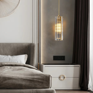 Golden Rectangular Crystal Pendant Lighting