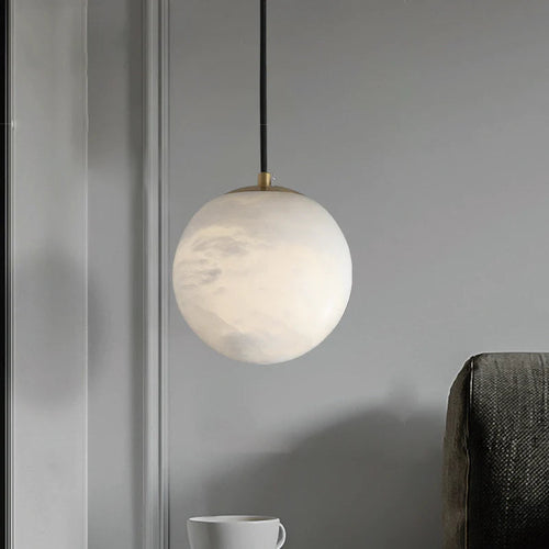Kevin Hansa Alabaster Ball Pendant Light, Island Mini Pendant Light Kevinstudiolives 5"D