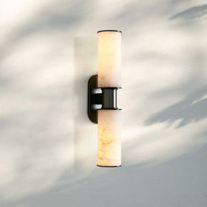 Harline Alabaster 2-Light Wall Sconce-Bronze-