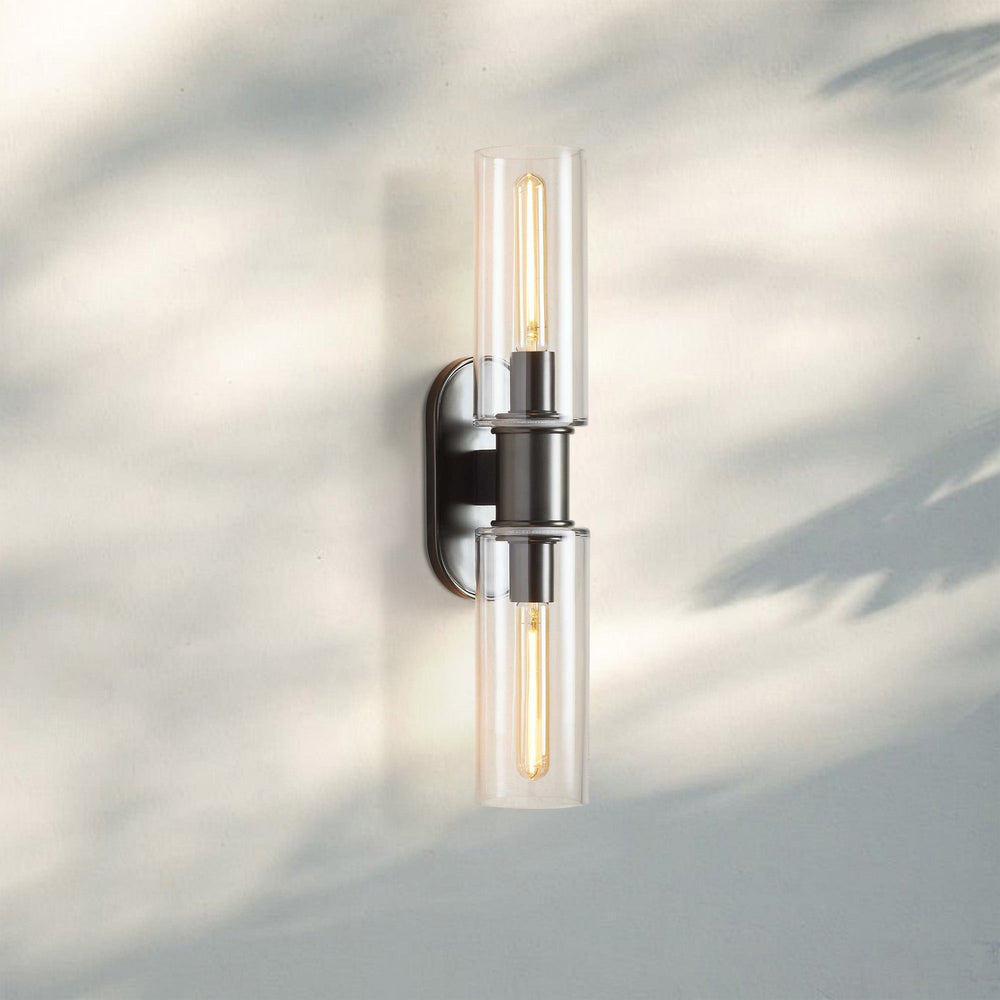 Harline Clear Glass 2-Light Wall Sconce-Brass-