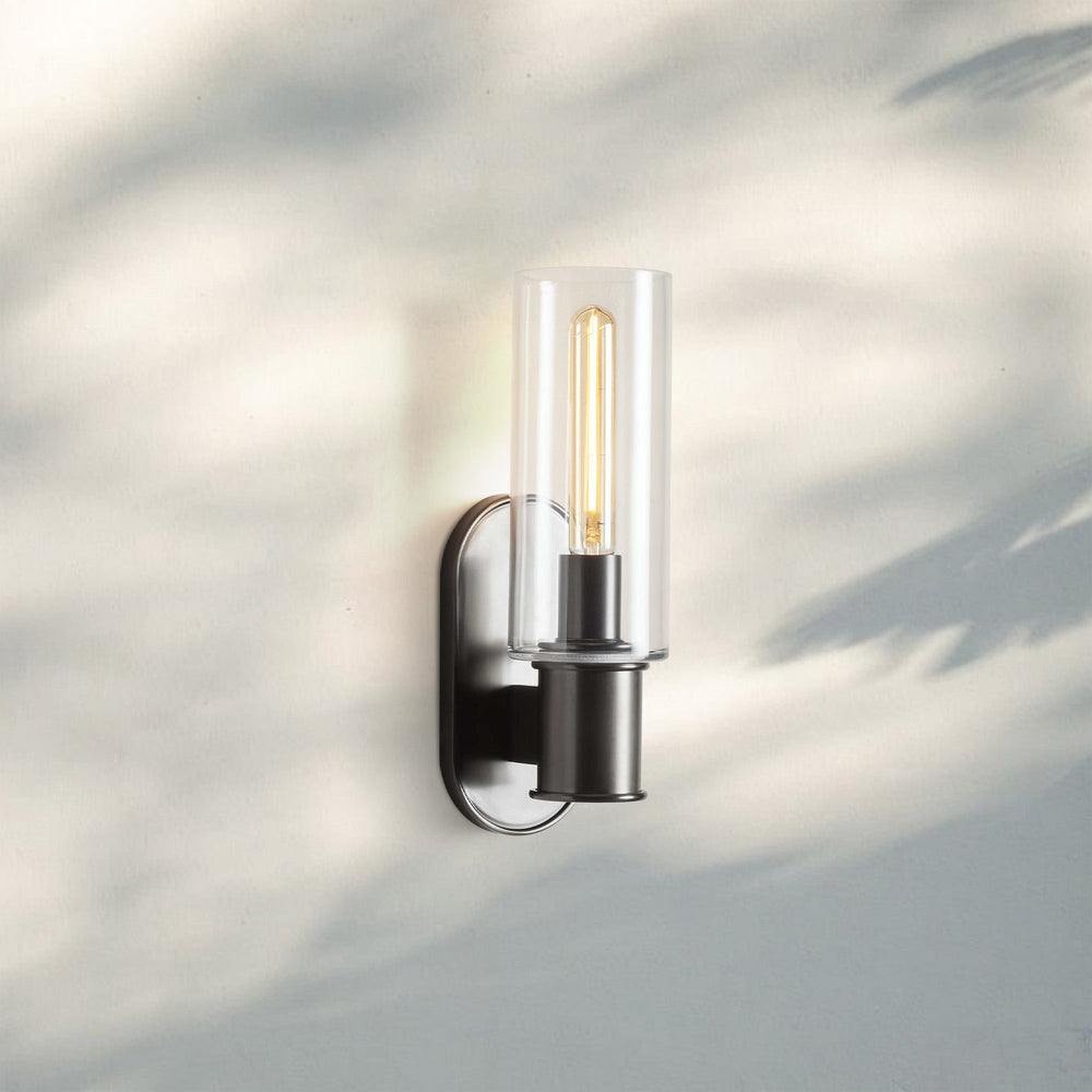 Harline Clear Glass Wall Sconce-Brass-