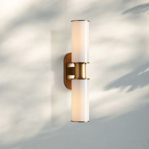 Harline Modern Milk Glass 2-Light Wall Sconce-Brass-