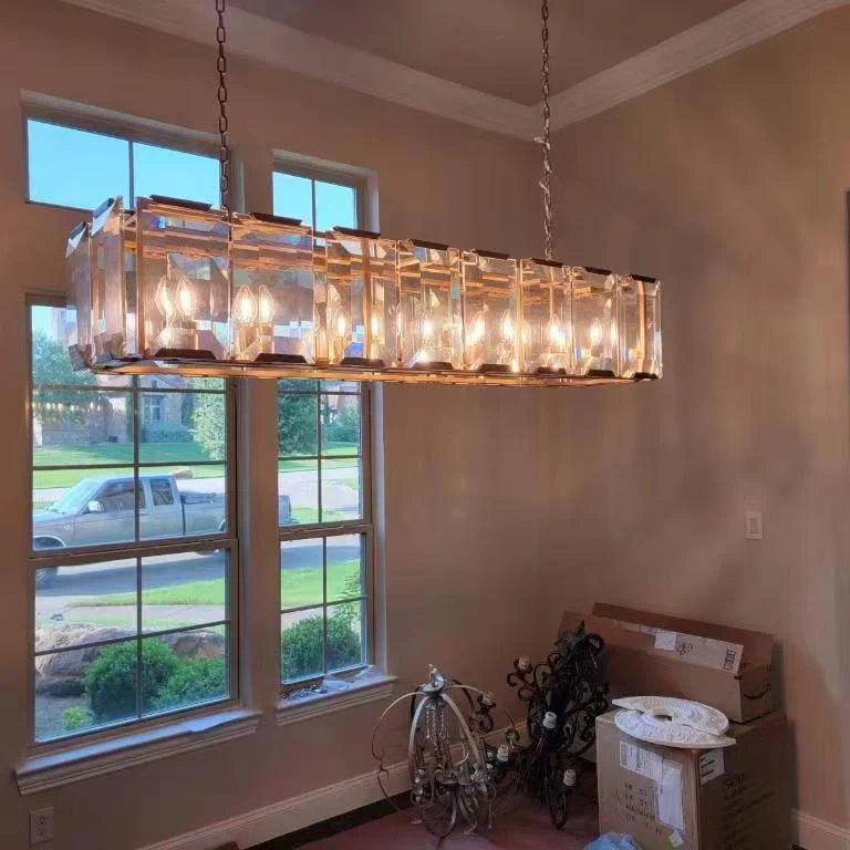 Charles Multicurve Modern Crystal Rectangular Chandelier, Luxury Elegance Lamp