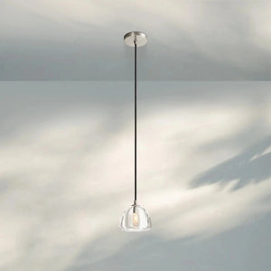 Hemisphare Crystal Glass Pendant Lamp-7'' D-Satin Nickel-