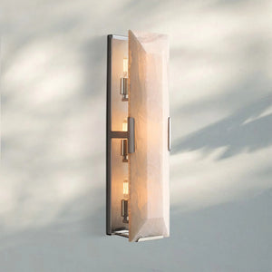 Herlow Calcite Linear Wall Sconce-Polished Stainless Steel-