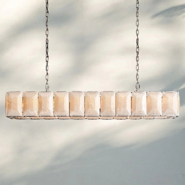 Herlow Calcite Rectangular Chandelier-Retangular 74'' 22-Light-Polished Nickel-