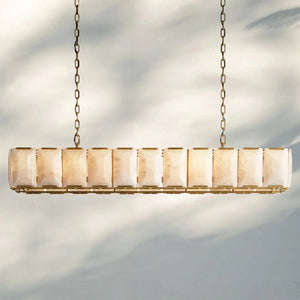 Herlow Calcite Rectangular Chandelier-Retangular 74'' 22-Light-Lacquered Brass-