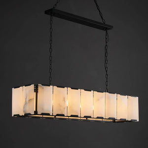 Herlow Calcite Modern Rectangular Alabaster Chandelier-Arialamps