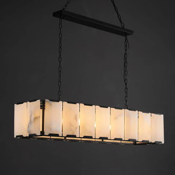Herlow Calcite Modern Rectangular Alabaster Chandelier-Arialamps