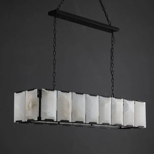 Herlow Calcite Modern Rectangular Alabaster Chandelier-Arialamps
