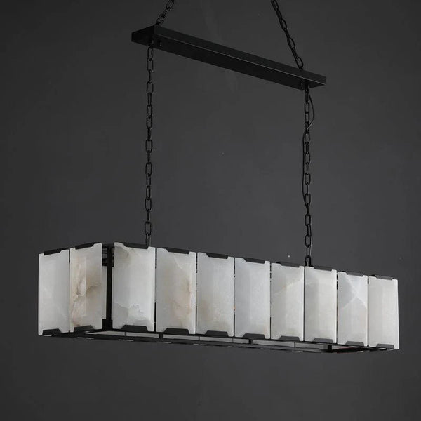 Herlow Calcite Modern Rectangular Alabaster Chandelier-Arialamps