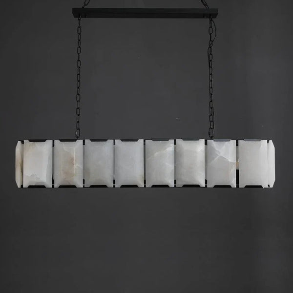Herlow Calcite Modern Rectangular Alabaster Chandelier-Arialamps