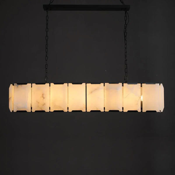 Herlow Calcite Modern Rectangular Alabaster Chandelier-Arialamps