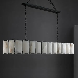 Herlow Calcite Modern Rectangular Alabaster Chandelier-Arialamps