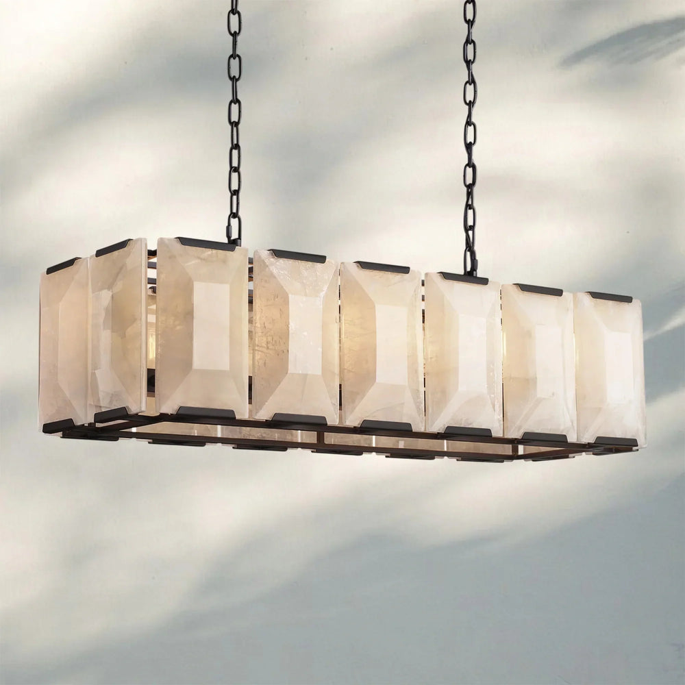 Herlow Calcite Rectangular Chandelier-Retangular 42'' 12-Light-Matte Black-