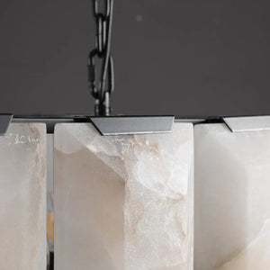 Herlow Calcite Modern Rectangular Alabaster Chandelier-Arialamps