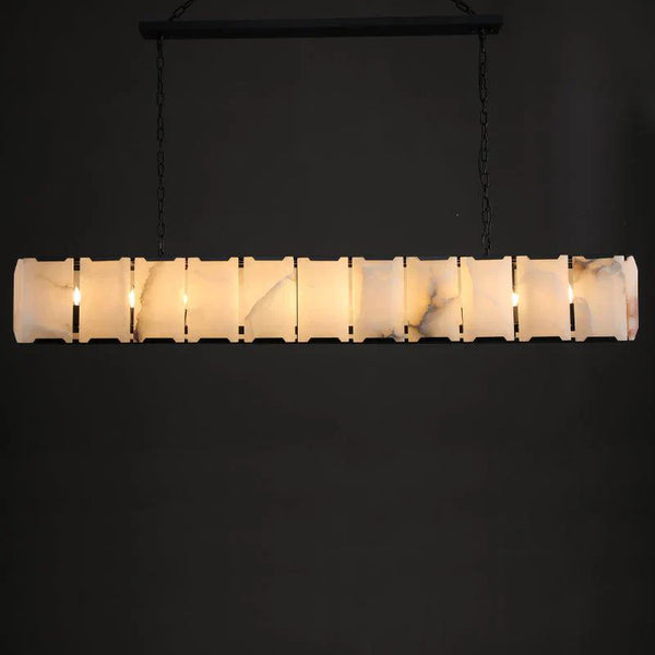 Herlow Calcite Modern Rectangular Alabaster Chandelier-Arialamps