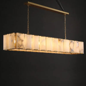 Herlow Calcite Modern Rectangular Alabaster Chandelier-Arialamps