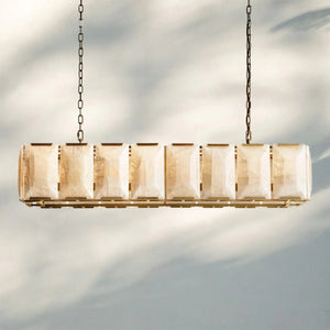 Herlow Calcite Rectangular Chandelier-Retangular 54'' 16-Light-Lacquered Brass-