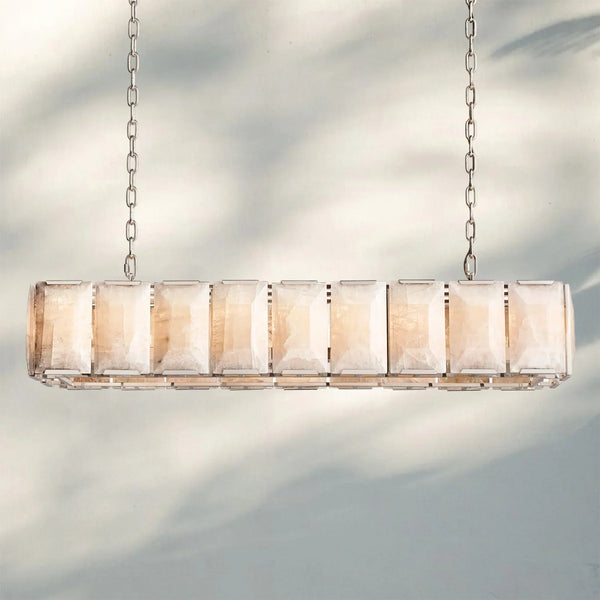 Herlow Calcite Rectangular Chandelier-Retangular 62'' 18-Light-Polished Nickel-
