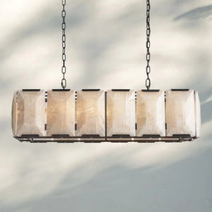 Herlow Calcite Rectangular Chandelier-Retangular 42'' 12-Light-Matte Black-