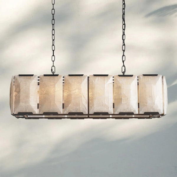 Herlow Calcite Rectangular Chandelier-Retangular 42'' 12-Light-Matte Black-
