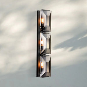 Herlow Multicurve Crystal Triple Wall Sconce-Matte Black-
