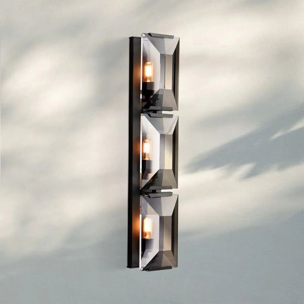 Herlow Multicurve Crystal Triple Wall Sconce-Matte Black-